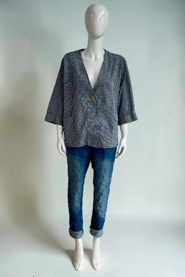 Gingham One Button Jacket