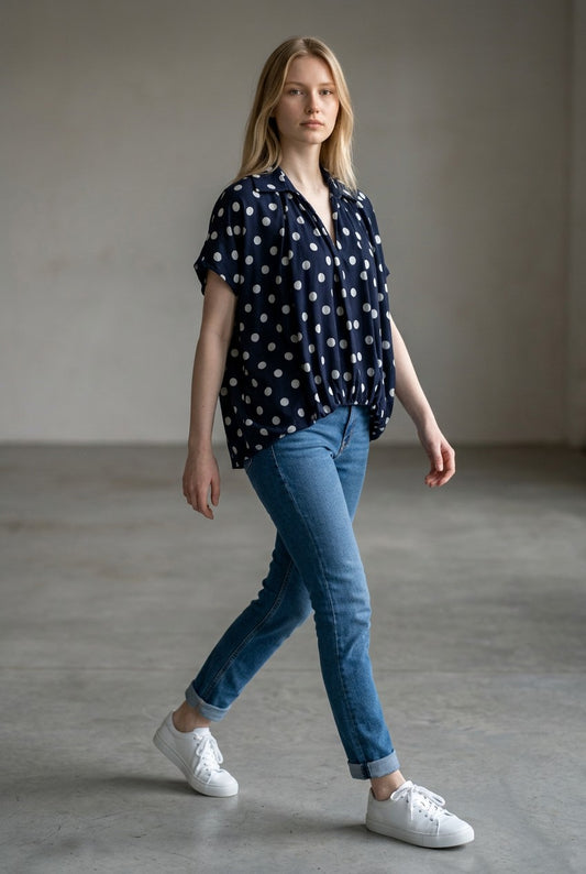 Made in Italy Polka dot Puffball Top