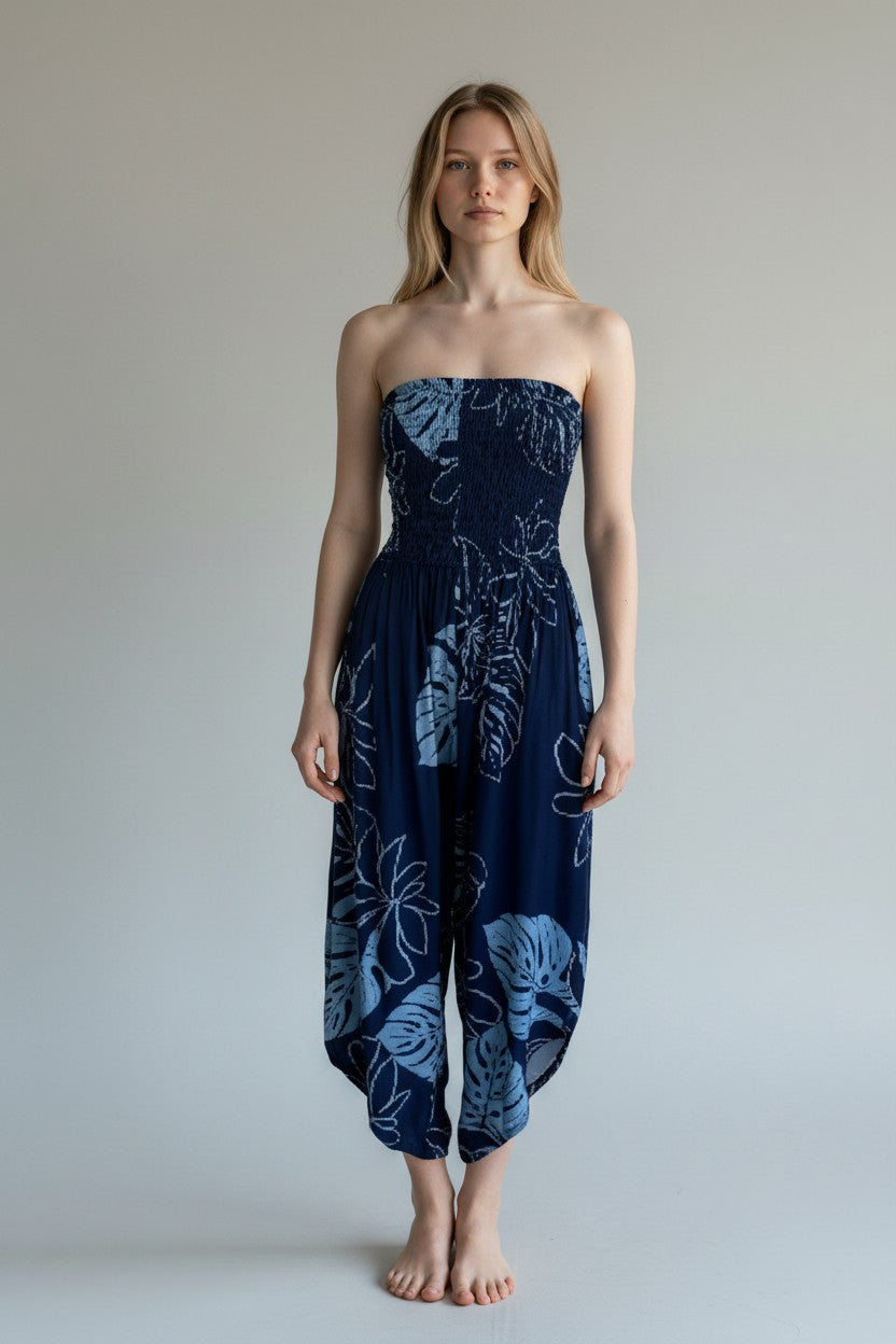 Made in Italy Shirred Elasticated Bandeau Jumpsuit