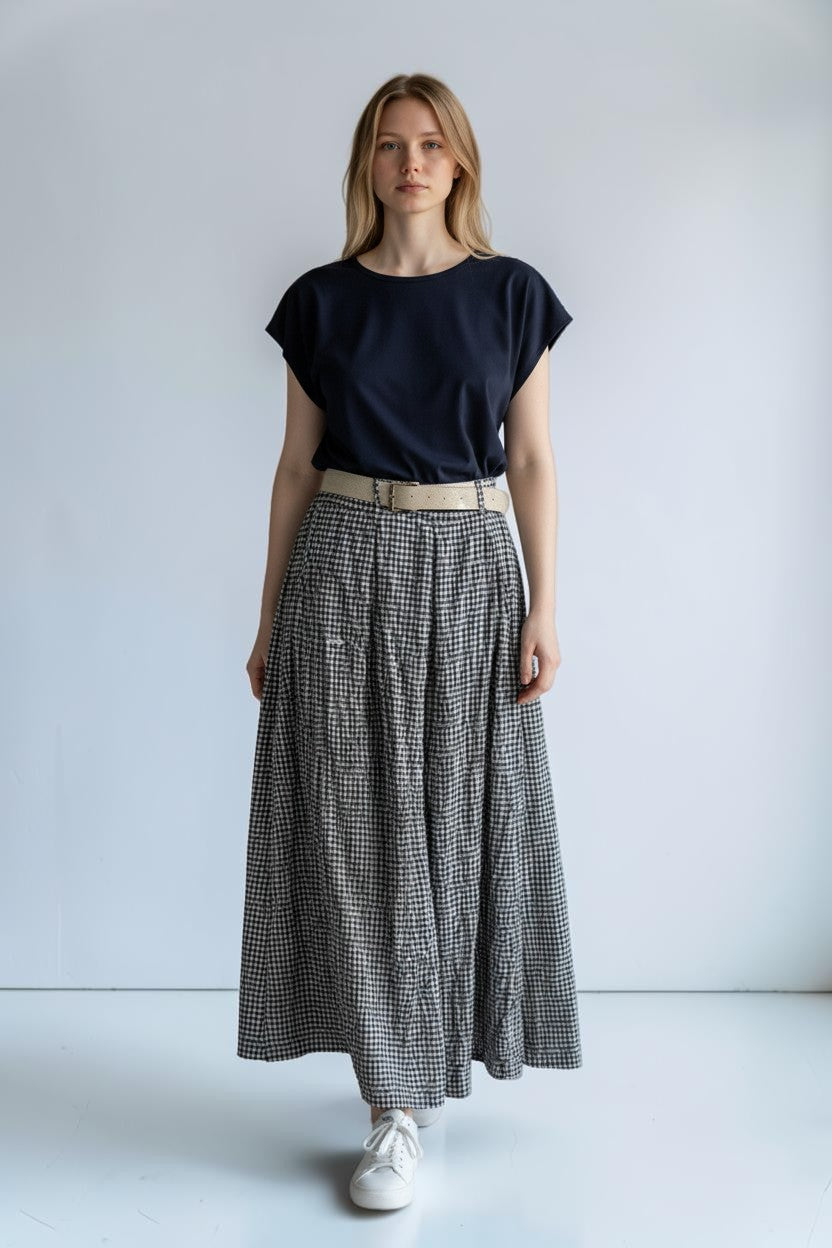 Gingham Palazzo Pant Lagenlook
