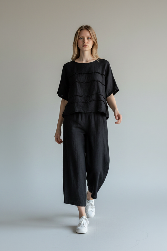 Made in Italy Linen Frey Top