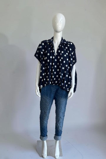 Made in Italy Polka dot Puffball Top