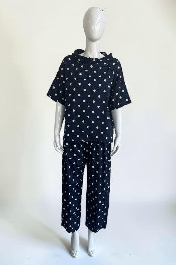 Made in Polka dot Drape Neck Top