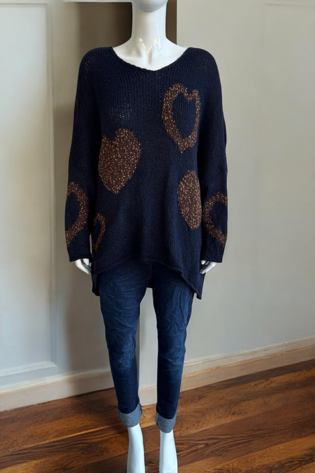 Made in Italy Wool Slouch Heart Jumper