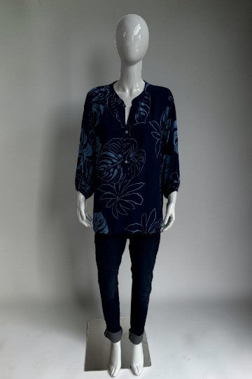 Tropical Leaf Print Blouse