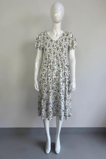 Women's Shirred Elasticated Floral Dress