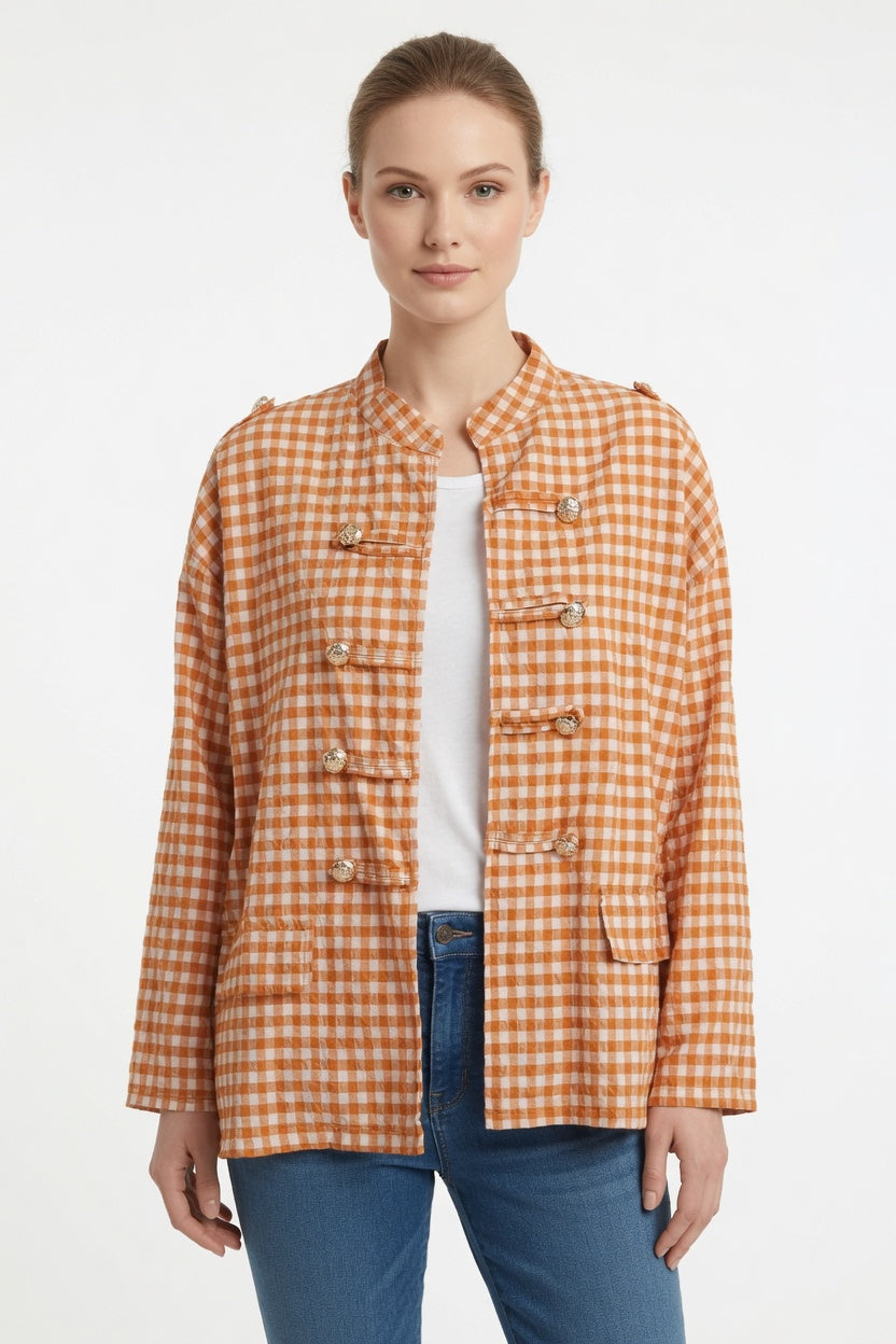 Gingham Military Jacket