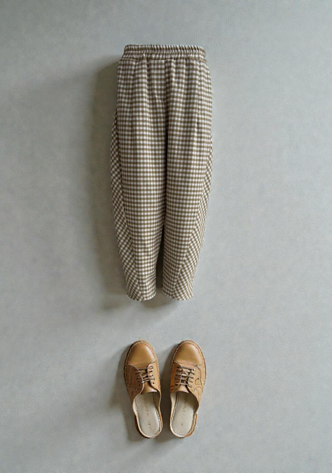 Made in Italy Gingham barrel Leg Plaid Pant