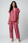 Stripe V Neck Short Sleeve Top