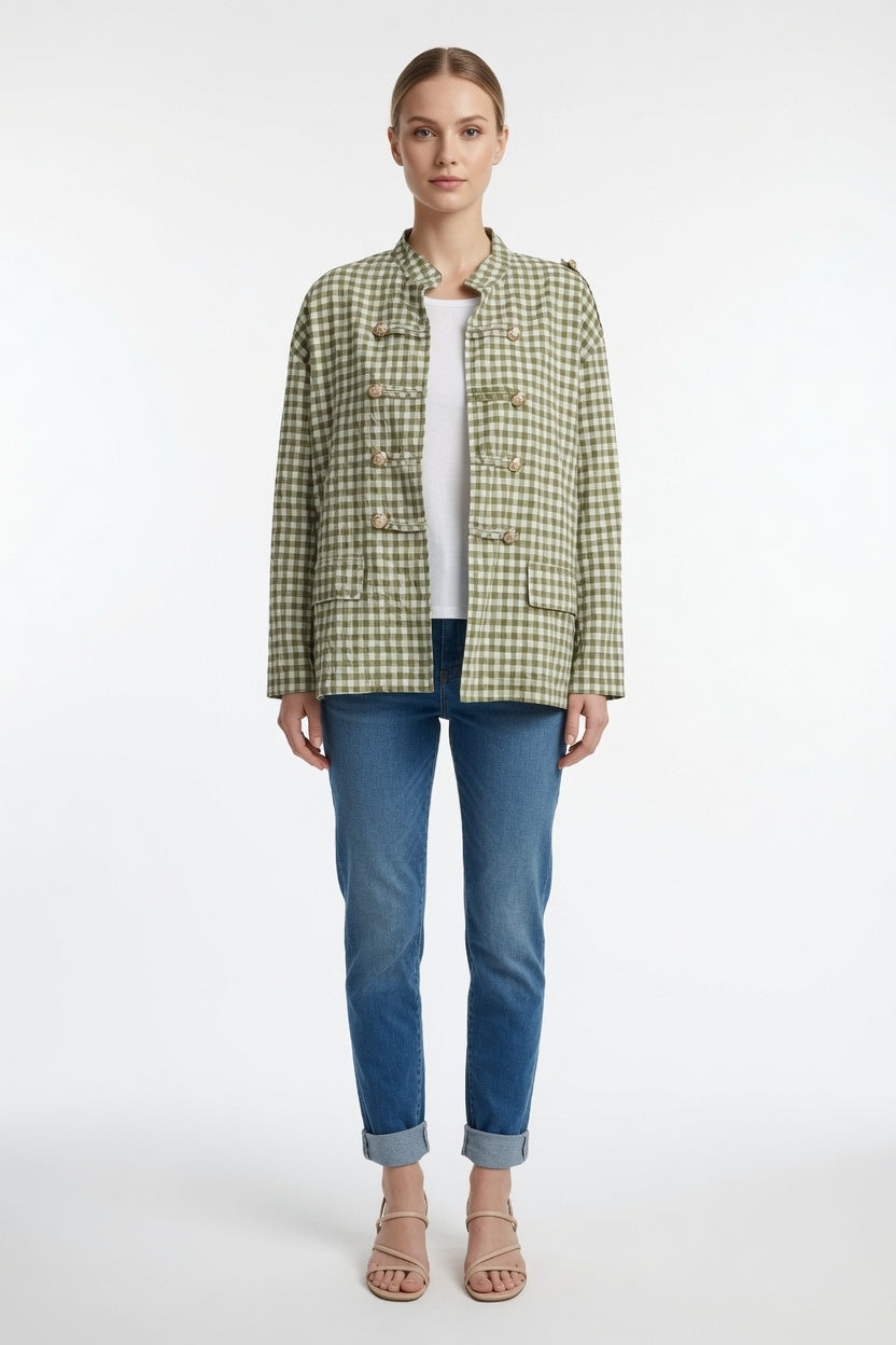Gingham Military Jacket