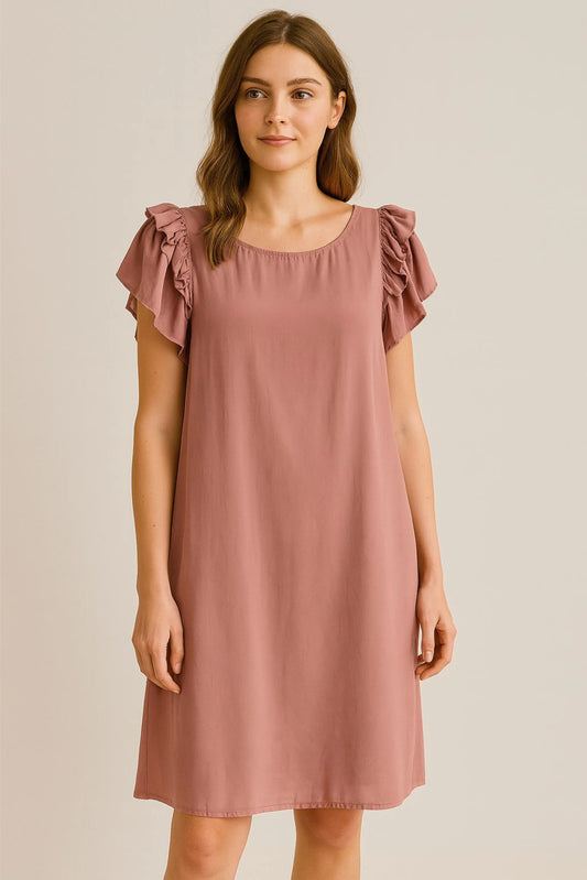 Made in Italy Ruffle Sleeve Shift dress