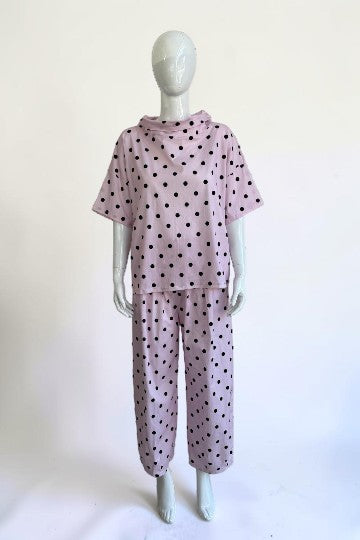 Made in Polka dot Drape Neck Top