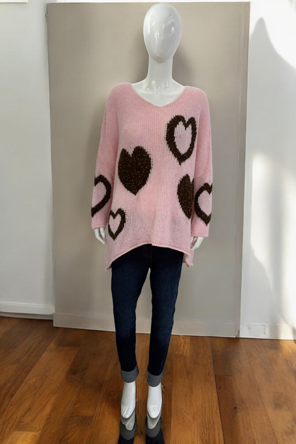 Made in Italy Wool Slouch Heart Jumper