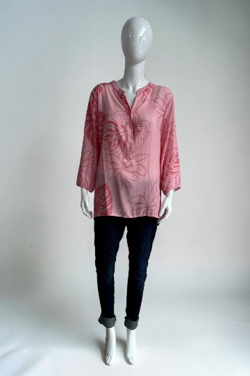 Tropical Leaf Print Blouse