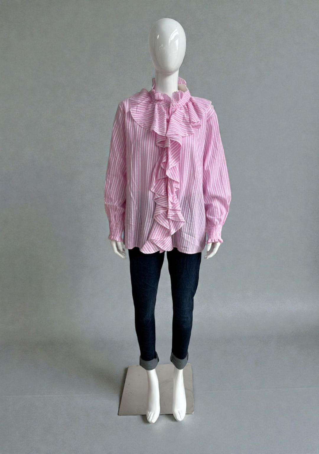 Made in Italy Stripe Frill Blouse Lagenlook