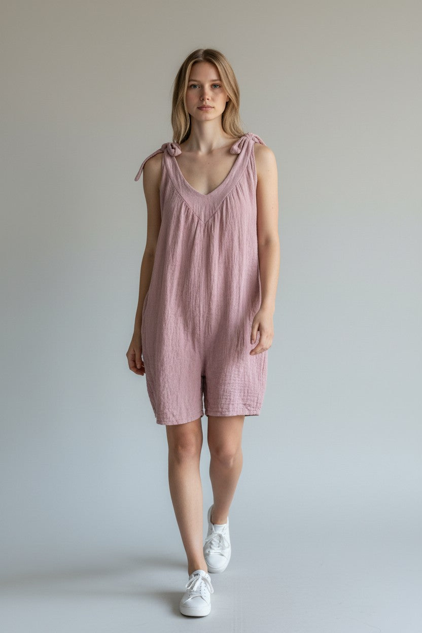 Made in Italy Tie Shoulder Playsuit