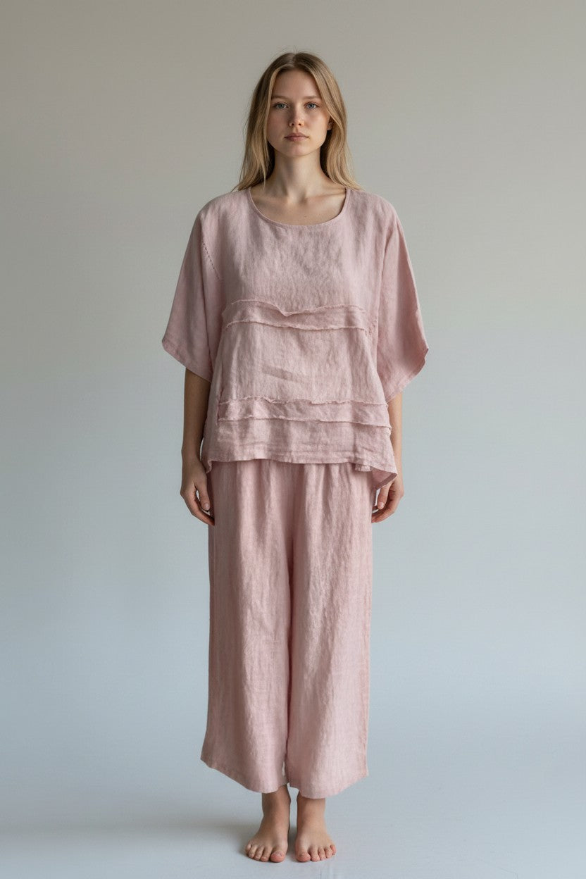 Made in Italy Linen Shirred Elastic Pant