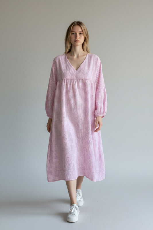 Made in Italy Gingham Smock Dress