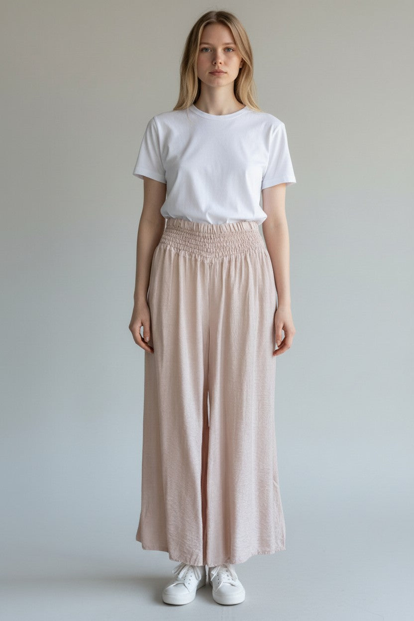 Shirred Elasticated Palazzo Pant