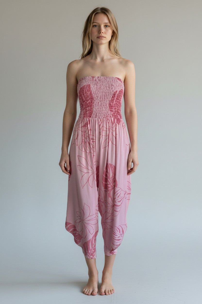 Made in Italy Shirred Elasticated Bandeau Jumpsuit