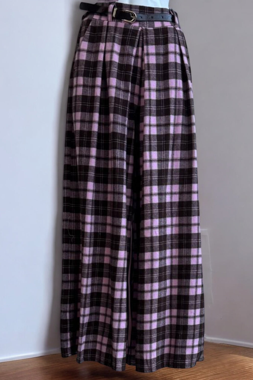 Brushed Cotton Plaid Palazzo Pants