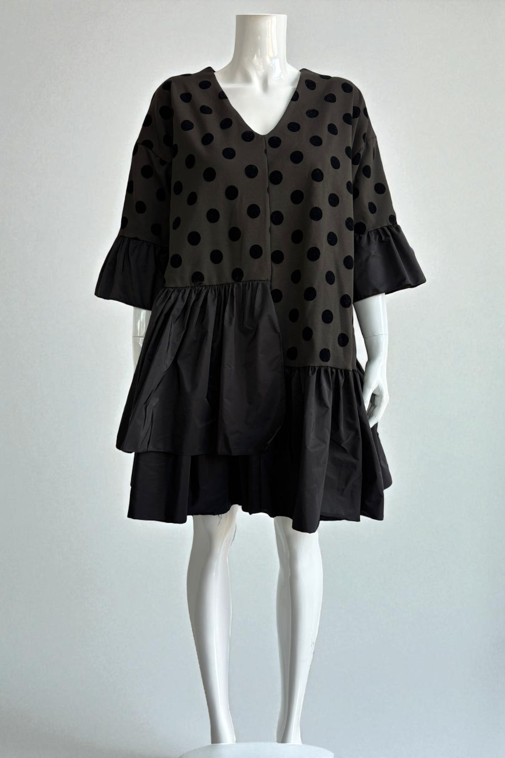 Made in Italy V Neck Pattern Dress Partywear
