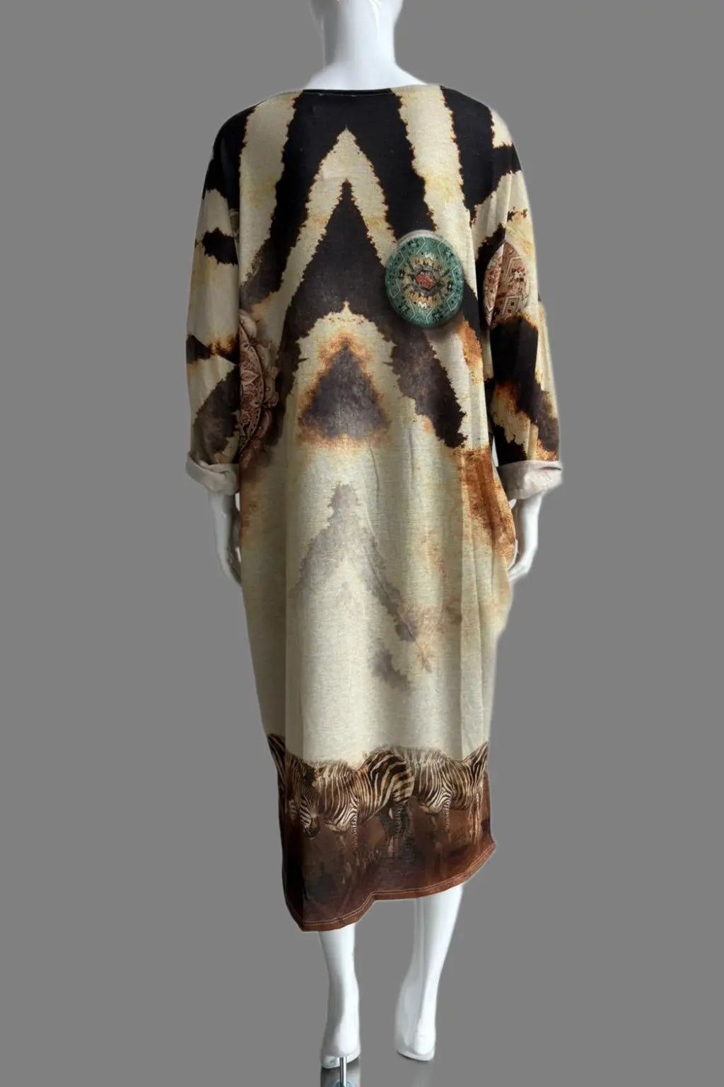Made in Italy V Neck Printed Dress