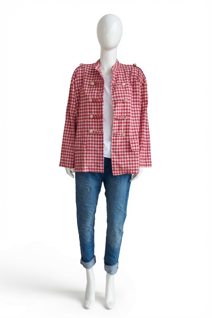 Gingham Military Jacket