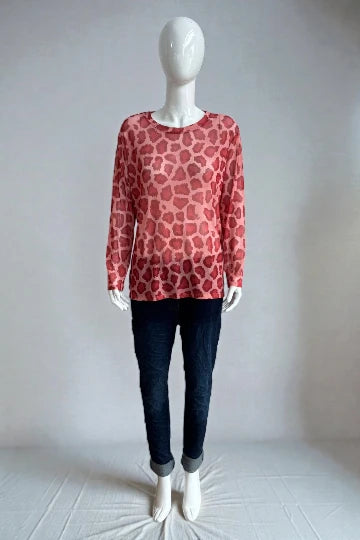 Made in Italy Leopard Print Mesh Tops
