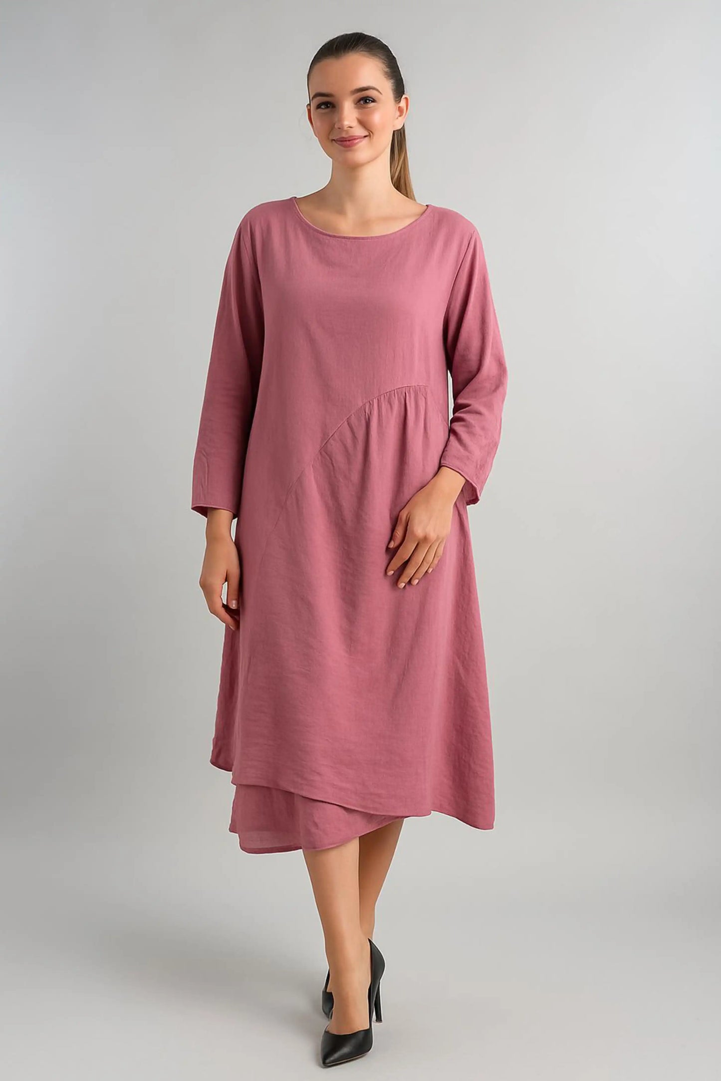 Made in Italy Cotton Pleat Side Dress