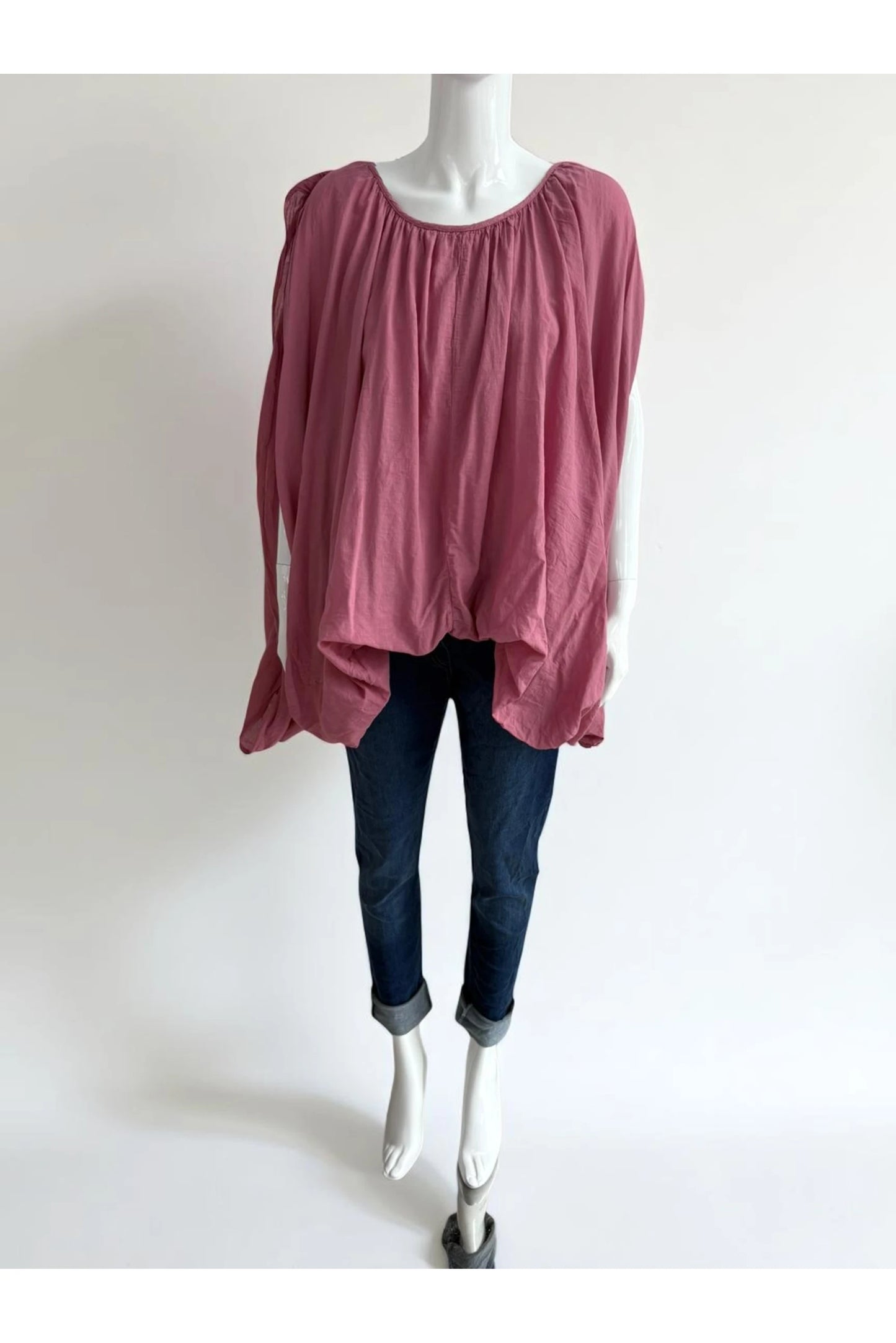 Cotton Puffball Drape Side Top Quirky
