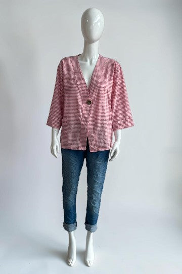 Gingham One Button Jacket