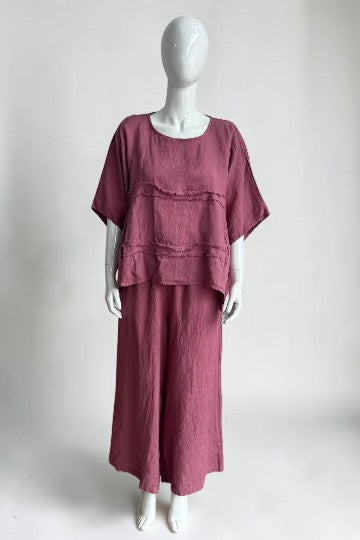 Made in Italy Linen Shirred Elastic Pant