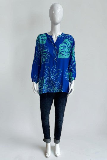 Tropical Leaf Print Blouse