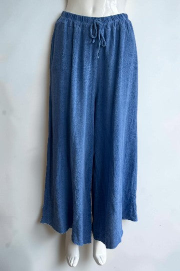 Linen Wide Leg Slant Hem Pant