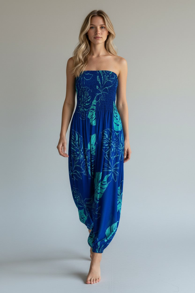 Made in Italy Shirred Elasticated Bandeau Jumpsuit