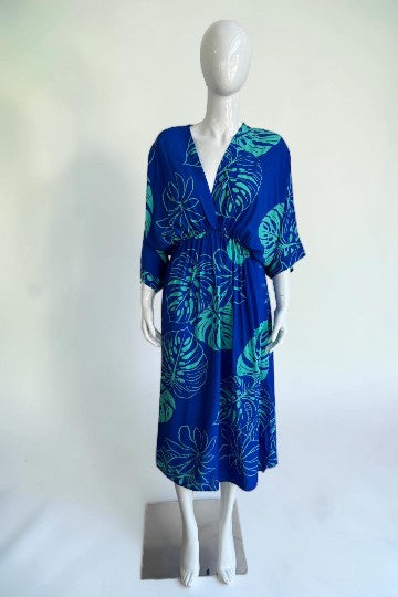Made in Italy Tropical Leaf Print Dress Lagenlook