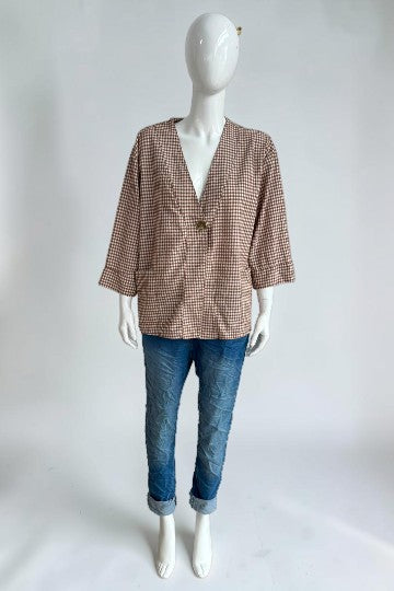 Gingham One Button Jacket