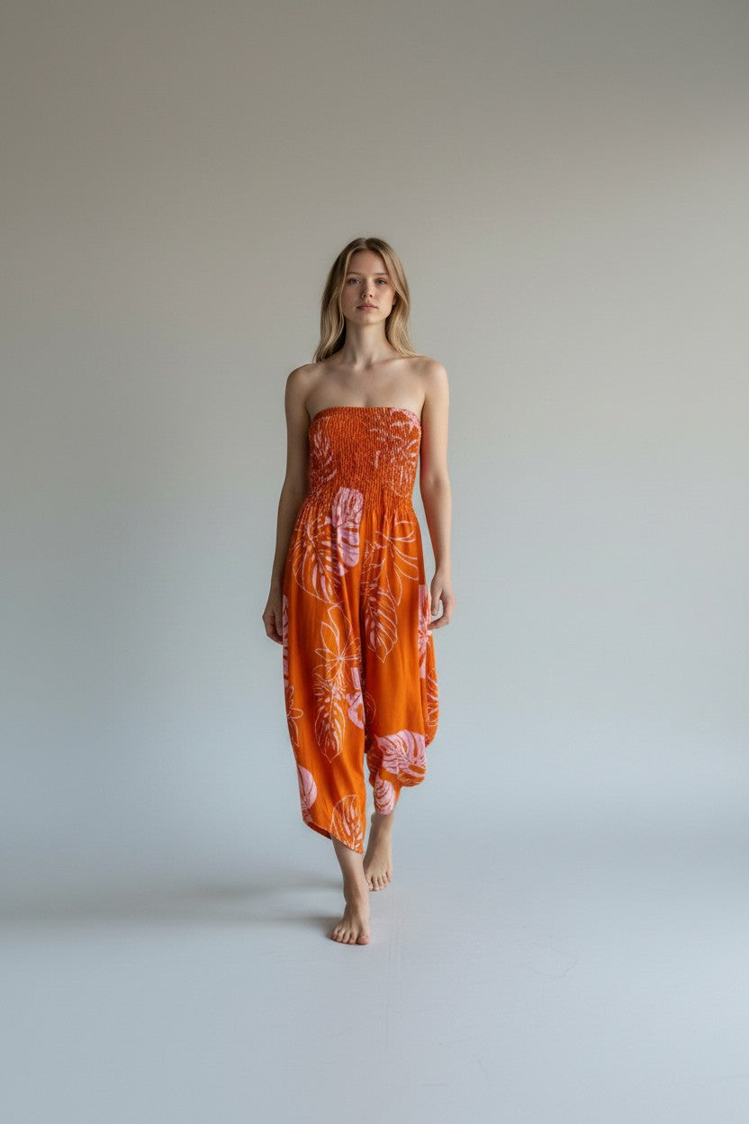 Made in Italy Shirred Elasticated Bandeau Jumpsuit