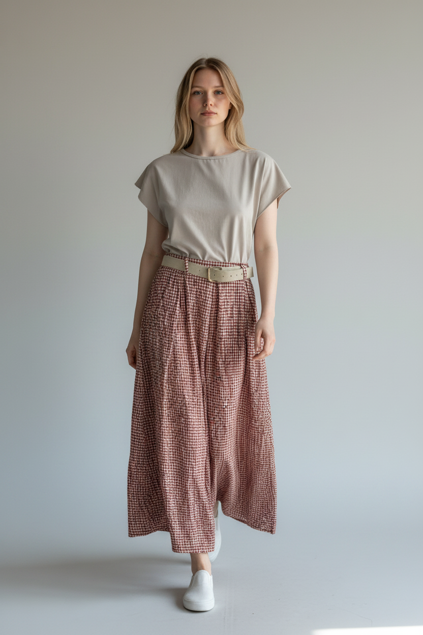 Gingham Palazzo Pant Lagenlook