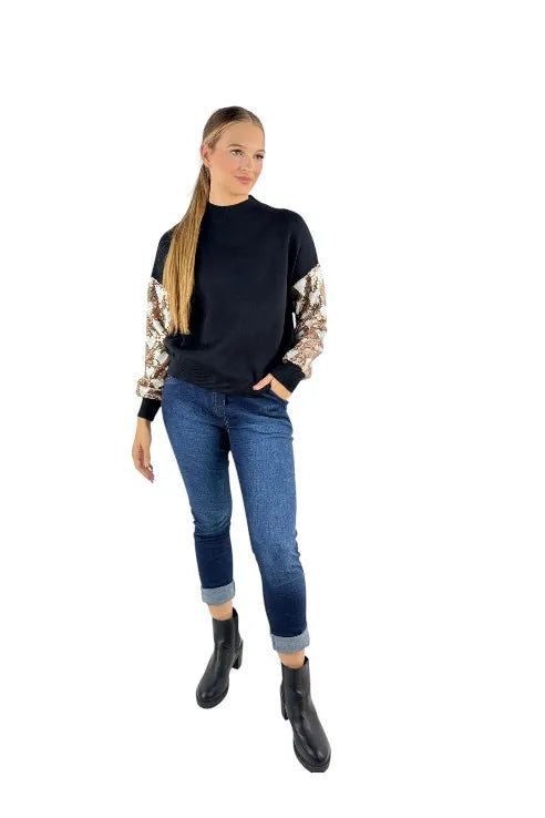 Sequin Sleeve Soft Knit Jumper