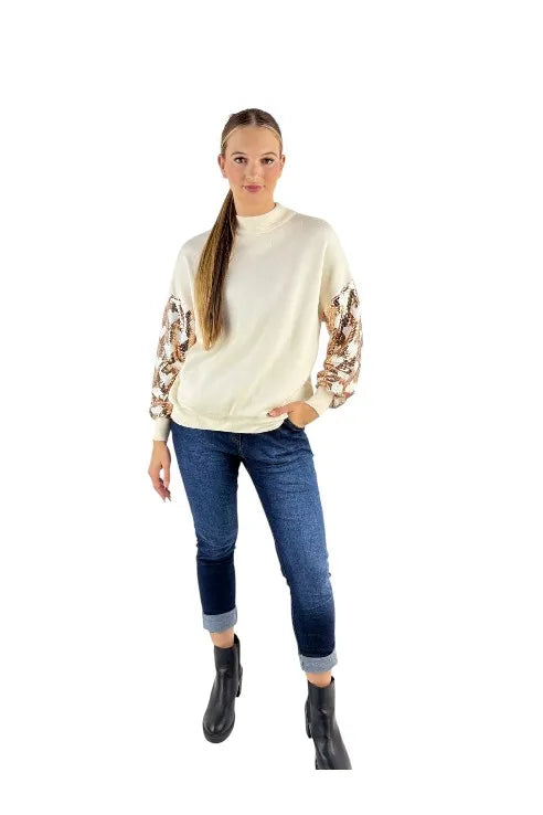 Sequin Sleeve Soft Knit Jumper (Top Seller in Winter - Now on Discount)