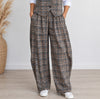 Women's Plaid Barrel Leg Pant