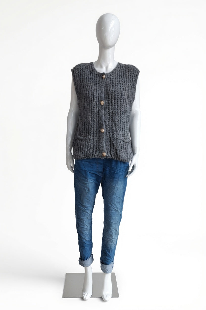 Ladies Sleeveless Cardigan Gilet with Pockets