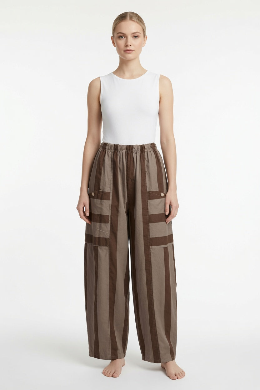 Made in Italy Stripe Barrel Leg Pant