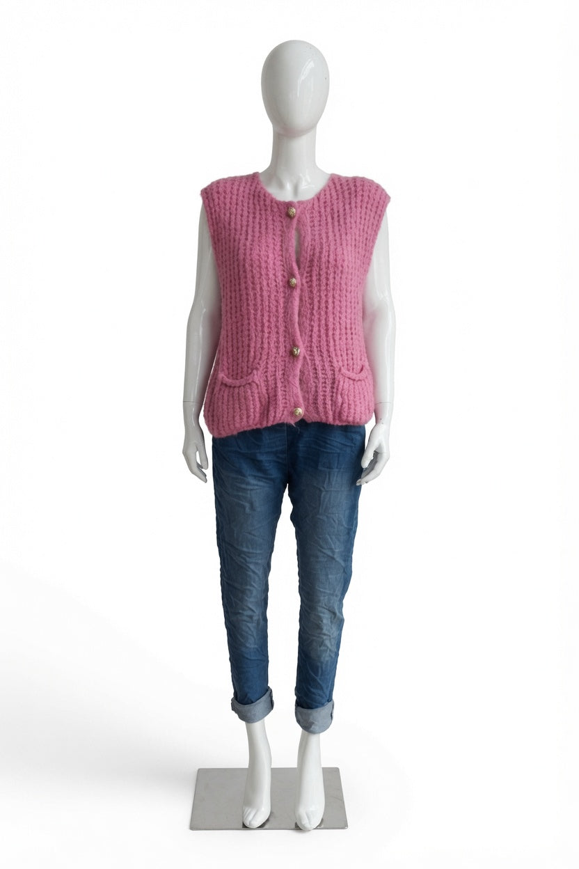 Ladies Sleeveless Cardigan Gilet with Pockets