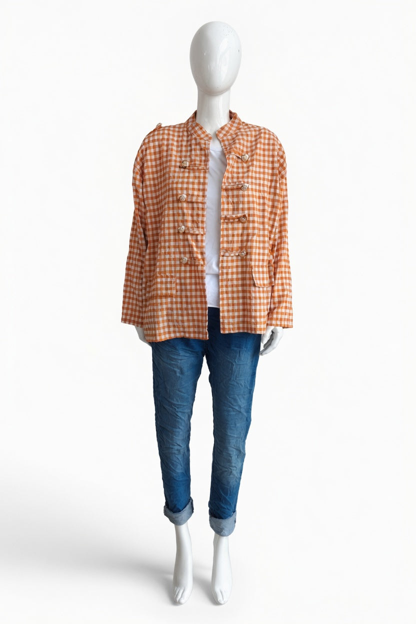 Gingham Military Jacket