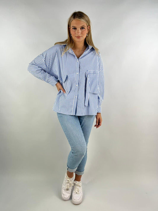 Made in Italy Stripe One Pocket Quirky Shirt Lagenlook
