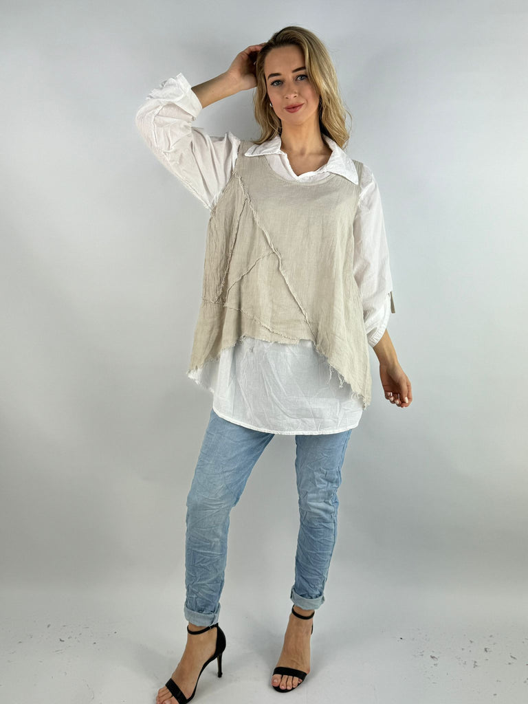 Made in Italy Linen Frey Twinset Top Shirt Lagenlook