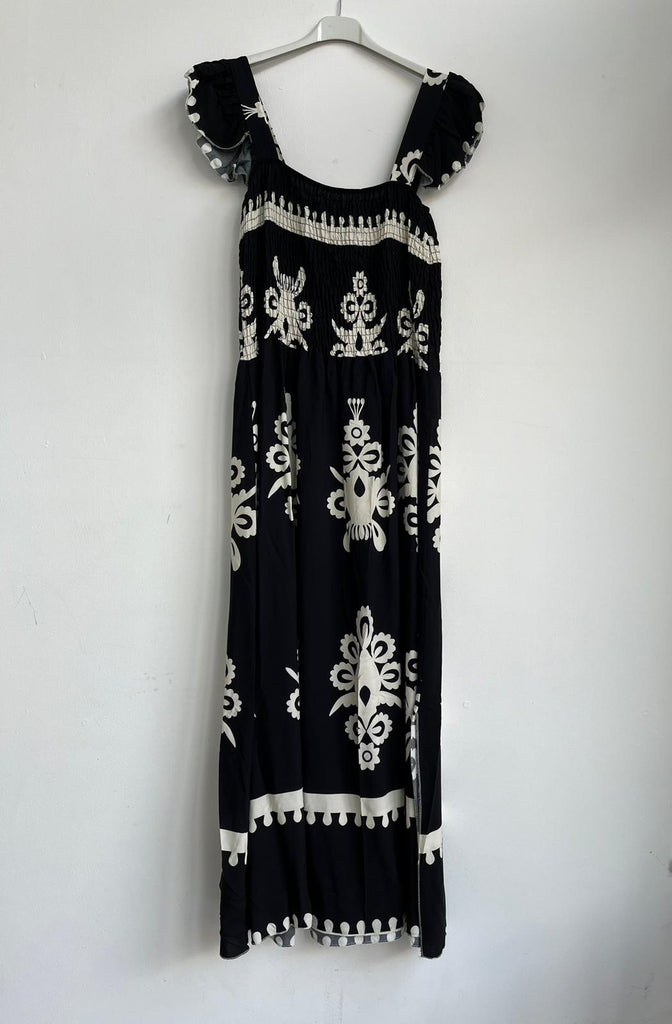 Made in Italy Arabian Print Shirred Elasticated Dress
